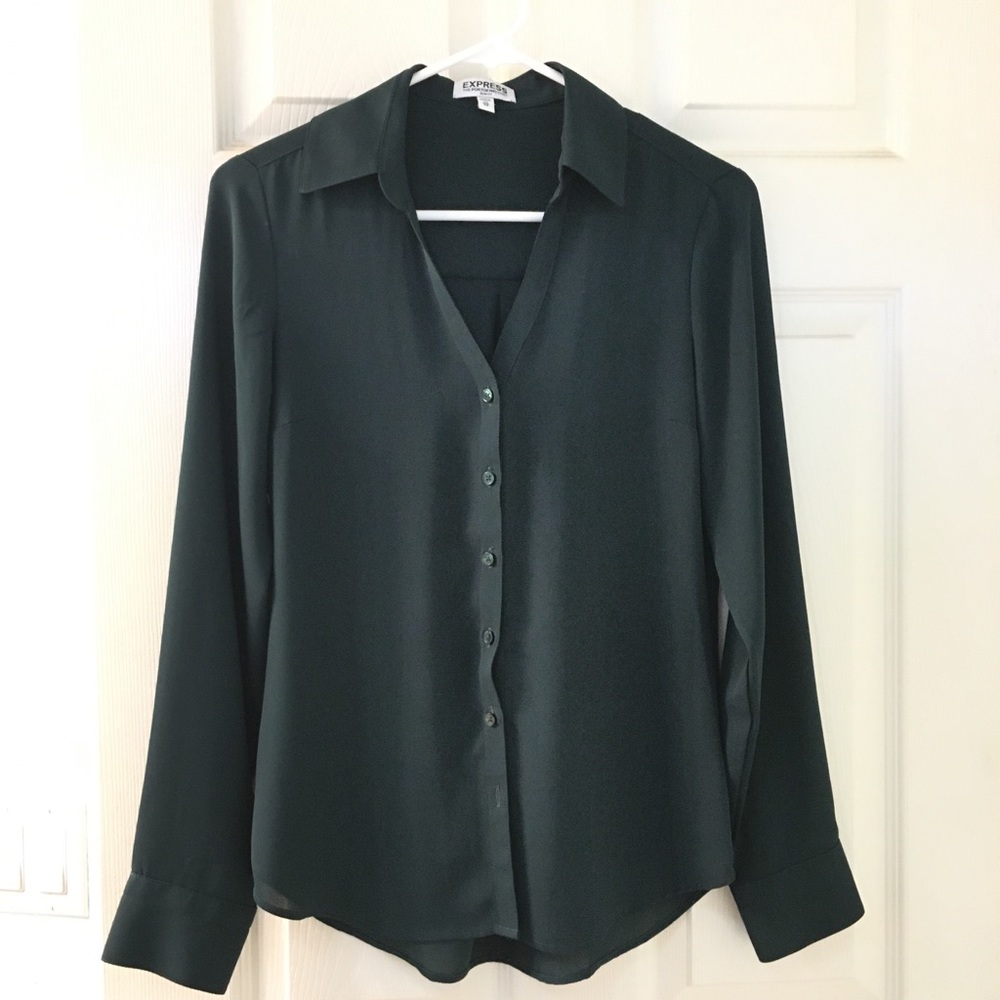 Express portofino slim fit long sleeved blouse